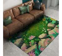 Alfombra 100x150 de área Alfombrilla Blandas y Lavables para salón Tapete Antideslizante Resistente a Manchas Pradera Flores Silvestres ultrafinas Grande Floral jardín Dormitorio del