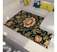 Alfombra 100x150 de Entrada Tapeta Lavable William Morris Alfombrilla área Felpudo Tapete Antideslizantes Pelo bajo Decorativa Floral Vintage para Interior baño Cocina Verde Oscuro