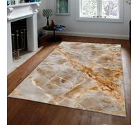 Alfombra 100x150 de mármol Lujo para salón Alfombrilla Beige con Textura Crema y patrón Venas Doradas Tapete Minimalistas Modernas Antideslizante Lavable Pelo bajo Dormitorio sofá del