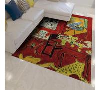 Alfombra 100x150 de Zona Alfombrilla salón Lavable Gran decoración Vintage Tradicional habitación roja Tapete Resistentes a Manchas Suelo Interior Antideslizante Acentos para Dormitorio