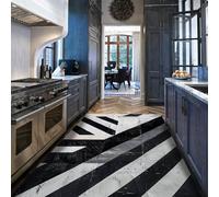 Alfombra 100x150 Lavable en la Entrada Alfombrilla Antideslizantes Modernas para Corredores de Cocina baño lavandería Negro Blanco Tapete Abstracta Blanda Pelo bajo Zona geométrica