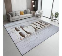 Alfombra 120 X 170 Cm Estilo Campestre Forma De Corazón Letras - Pelo Corto Lavable Y Antideslizante, Alfombra Moderna para Sala, Dormitorio, Comedor - Blanco Marrón Decoración Habitación