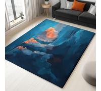 Alfombra 120 X 170 Cm Impresionismo Nubes Acantilados - Pelo Corto Lavable Y Antideslizante, Alfombra Moderna para Sala, Dormitorio, Comedor - Azul Marino Naranja Decoración Habitación