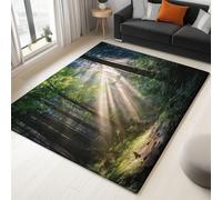 Alfombra 120 X 170 Cm Naturaleza Rayo De Luz Bosque - Suave, Lavable A Máquina Y Antideslizante, Alfombra De Pelo Corto Anti-Fading para Sala De Estar, Dormitorio Y Comedor - Verde Dorado