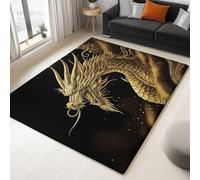 Alfombra 120 X 170 Cm Tradición Dragones Leyendas - Pelo Corto Lavable Y Antideslizante, Alfombra Moderna para Sala, Dormitorio, Comedor - Oro Decoración Habitación