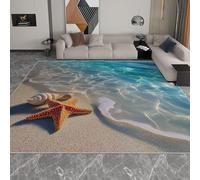 Alfombra 120x180cm Estrella De Mar Y Concha Alfombra 3D de Pelo Corto OcéAno Y Playa Moqueta Suave y Mullida Lavable Lavadora Adecuado para Habitaciones Infantiles Cocinas y Salas de Estar a-1891