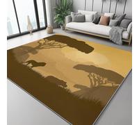 Alfombra 140 X 200 Cm África Silueta Pradera - Pelo Corto Lavable Y Antideslizante, Alfombra Moderna para Sala, Dormitorio, Comedor - Marrón Naranja Decoración Habitación