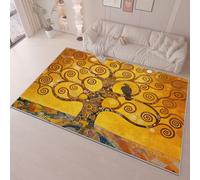 Alfombra 140 X 200 Cm Retro Árbol De La Fortuna Águila - Pelo Corto Lavable Y Antideslizante, Alfombra Moderna para Sala, Dormitorio, Comedor - Amarillo Marrón Decoración Habitación