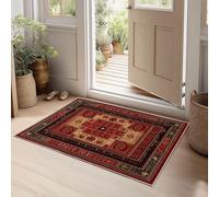 Alfombra 140 x 200 cm Salon Pelo Corto Estampado Tradicional Geométrico Cuadrado Triángulo, Rojo Alfombra Dormitorio Tapete Antideslizantes Lavables, Alfombras para Habitación Escalera Comedor Cocina