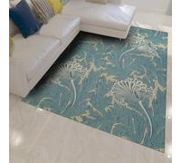 Alfombra 140x200 Lavable Alfombrilla Floral Azul para salón Tapete Grande de Interior Suave Pelo bajo Antideslizante Ligeras y fáciles cuidar Estilo Bohemio Oficina habitación bebé