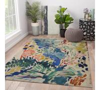 Alfombra 140x200 para salón Alfombrilla Abstracta Lavable Tapete Antideslizante de Gran área Resistente a Manchas Dormitorio Habitación Viva Comedor Oficina en casa Azul Verde Beige