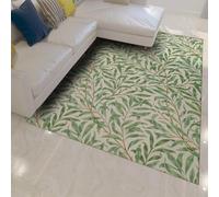 Alfombra 140x200 Verde para salón Alfombrilla Lavable Dormitorio Tapete Hoja de Sauce Suave Antideslizante Interior Grandes Cubierta Fina Pelo bajo el Suelo Comedor Sala Juegos a