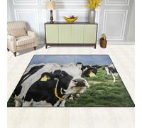Alfombra 150x240cm Vaca Alfombra 3D de Pelo Corto Animales de Granja Moqueta Suave y Mullida Lavable Lavadora Adecuado para Salas de Estar Comedores y Dormitorios b-837