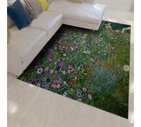 Alfombra 160x230 de Zona Campos Flores Alfombrilla Lavable para salón Tapete impresionista Pintura clásica Spring Garden Suaves Que no mudan Dormitorio Cocina Comedor Oficina al óleo