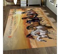 Alfombra 160x230 para salón Alfombrilla Lavables Dormitorio Caballos orientales de Carrera Tapete Antideslizantes Zonas del Desierto Pelo bajo Animales con Respaldo Goma Comedor Cocina
