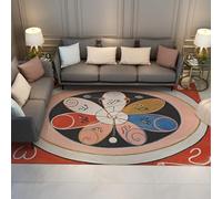 Alfombra 180x240 Abstracta para salón círculo de Arte Colorido Alfombrilla Floral con Estampado pentalo Tapete Suaves Pelo bajo Lavables a máquina Antideslizantes Resistentes Manchas del
