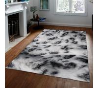 Alfombra 180x240 de área Alfombrilla Estampado Leopardo Que no mudan y fáciles Limpiar Tapete Blancas carbón para salón Dormitorio Comedor Cocina Lavable Antideslizante Mesilla Noche