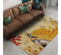 Alfombra 180x240 de área Oriental Salón Alfombrilla Lavable Moderno Pájaro Real Dorado Tapete Fina y Suave Interior sin Manchas Antideslizantes para Dormitorio Comedor Campania Vivería
