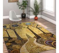 Alfombra 180x240 para salón Arte Abstracto Moderno Alfombrilla Lavable Dorado Vintage Negro Gran y Suave Tapete Antideslizante Interior Resistente a Manchas Dormitorio Comedor Granja en