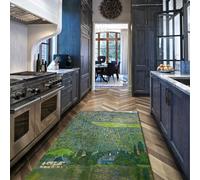 Alfombra 180x240 Vintage para salón Alfombrilla Antideslizantes Lavar Tapete Lavables de Granja Gran área Resistentes a Manchas el hogar Azul Verde Paisaje Ultrafino Cocina