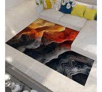 Alfombra 180x270 Abstracta para salón Alfombrilla Moderna Negra Rojo Dorado Tapete Antideslizante Lavable Dormitorio sofá de Oficina decoración contemporánea Interiores Que no mudan Pelo