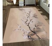 Alfombra 180x270 de Arena Beige para salón Alfombrilla Dormitorio Lavable Estampado Chino paisajes Tapete Antideslizantes Comedor Decoración del hogar Adolescentes Apta Mascotas