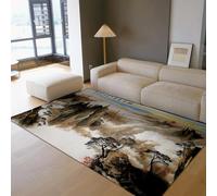 Alfombra 180x270 japonesas para Dormitorio salón Alfombrilla Ultra Suave Amanecer montañas Paisaje de Nubes Estampado pequeñas Tapete Interiores Oficina Comedor Mesa apartamento Aula