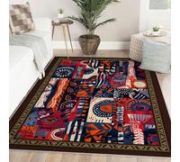 Alfombra 180x270 Lavable para el Dormitorio Alfombrilla ultrasuave de Lana sintética Tapete Grande patrón tótem Tribal étnico área Patchwork Azteca Bohemia Pelo bajo apartamento en la