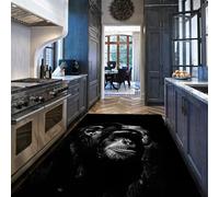 Alfombra 180x270 para salón Chimpancé Negro Retrato Alfombrilla Lavables Comedor Dormitorio Decoración de Oficina Antideslizante Tapete sintética Lana Estampado Fauna Mona Fina Que no