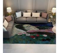 Alfombra 180x270 Vintage Elegante para Dormitorio salón Famosa Pintura The Ria Munk en su lecho de Muerte Alfombrilla Estampada Rose Girl Art Accent Tapete Antideslizante Lavable la