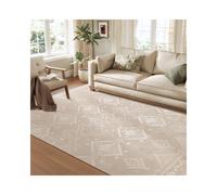 SONGMICS HOME Alfombra, 200 x 290 cm, Alfombra Antideslizante, Decoración del Hogar, para Salón, Dormitorio, Lavable a Máquina, Estilo Moderno, Beige Capuchino TAR214L01