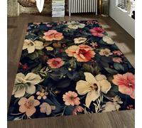 Alfombra 200x300 de área Lavables a máquina Alfombrilla Florales Vintage Pelo bajo para salón Dormitorio jardín cabañas manantiales Gran Tapete Rectangular con Respaldo Antideslizante