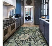 Alfombra 200x300 Grandes para salón Alfombrilla de área Lavable con Hojas Art Nouveau Dormitorio Comedor Tapete Antideslizante y Plegable Fina Verde Oscuro