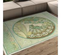 Alfombra 200x300 Lavables Alfombrilla para el salón Tapete Art Nouveau Ivy Lady Dormitorio Grande y Suave de Pelo bajo con Respaldo Goma Antideslizante Vintage Retrato botánico en