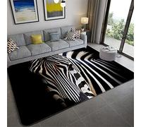 Alfombra 3D Animales Salvajes Pastizales Africanos Cebra Impresión Alfombra Grande Para Sala Rayas Blancas y Negras Carpet Alfombrilla Antideslizante Niños Gateo Rug (80x120 cm, Patrón 2)