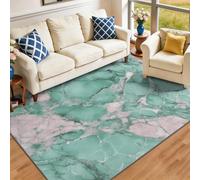 Alfombra 3D de Franela con Diseño Abstracto Fino mármol, Verde Menta Super Suave Antideslizante, Decoración Elegante para Salón y Dormitorio 120 x 170 cm