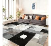 Alfombra 3D de Franela con Diseño Abstracto Pintura al óleo Cuadrado Moderno, Negro Blanco Super Suave Antideslizante, Decoración Elegante para Salón y Dormitorio 120 x 170 cm
