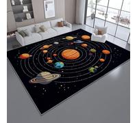 Alfombra 3D de Franela con Diseño Caricaturas Planetas astronomía Popular, Vistoso Super Suave Antideslizante, Decoración Elegante para Salón y Dormitorio 60 x 90 cm