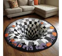 Alfombra 3D de Halloween, tapete Redondo con ilusión óptica, Tela Suave y Duradera, diseño de Profundidad Espeluznante, para decoración del hogar, Regalo para fanáticos de HAL A1 60×60cm（23.6"×23.6"）