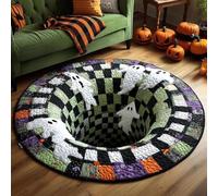 Alfombra 3D de Halloween, tapete Redondo con ilusión óptica, Tela Suave y Duradera, diseño de Profundidad Espeluznante, para decoración del hogar, Regalo para fanáticos de HAL A2 60×60cm（23.6"×23.6"）