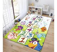 Alfombra 3D de Rayuela para Juegos Digitales Habitación Infantil Sala de Juegos Para el Hogar Sala de Estar Sofá Felpudo Decoración Gris Rosa Carpet Para Gatear para Niños (Colorful 5,140x200 cm)