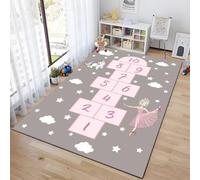 Alfombra 3D de Rayuela para Juegos Digitales Habitación Infantil Sala de Juegos Para el Hogar Sala de Estar Sofá Felpudo Decoración Gris Rosa Carpet Para Gatear para Niños (Colorful 6,60x90 cm)