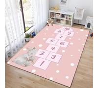 Alfombra 3D de Rayuela para Juegos Digitales Habitación Infantil Sala de Juegos Para el Hogar Sala de Estar Sofá Felpudo Decoración Gris Rosa Carpet Para Gatear para Niños (Colorful 1,160x200 cm)