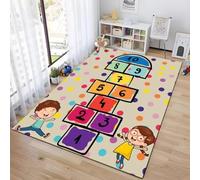 Alfombra 3D de Rayuela para Juegos Digitales Habitación Infantil Sala de Juegos Para el Hogar Sala de Estar Sofá Felpudo Decoración Gris Rosa Carpet Para Gatear para Niños (Colorful 2,160x200 cm)