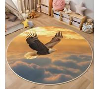 Alfombra,3D Estampado Blanco Dorado Águila Calva En Las Nubes Antideslizante Salón Animales Del Paisaje Hogar Sala De Estar Dormitorio Alfombrillas Grandes Estudio Decorazione Della Casa,100Cm