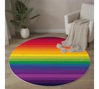 Alfombra,3D Estampado Colores Del Arcoíris Rayas Degradadas Antideslizante Salón Estilo Retro Pintado A Mano Hogar Sala De Estar Dormitorio Alfombrillas Grandes Estudio Decorazione Della Casa, 80Cm