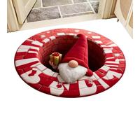 Alfombra 3D Ilusión óptica Navidad - Cachemira imitación, antideslizante decoración de la alfombra de Navidad | Festive efecto visual Gnome Holiday Round Entryway Alfombras para sala de estar interior