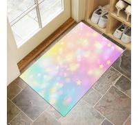 Alfombra 40 x 60 cm con Base Antideslizante, Pelo Corto Multiusos Sueño Estrellas Lavable Felpudo Entrada Casa, Simple Arcoiris Atrapapolvo Felpudo para Puertas y Pasillos