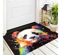 Alfombra 45 X 75 Cm Con Base Antideslizante,Pelo Corto Multiusos Dibujos Animales De Graffiti Lavable Felpudo Entrada Casa, Salpicadura De Tinta Panda Atrapapolvo Felpudo Para Puertas Y Pasillos