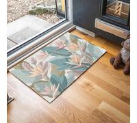 Alfombra 45 X 75 Cm Con Base Antideslizante,Pelo Corto Multiusos Dibujos Plantas Tropicales Lavable Felpudo Entrada Casa, Patrón De Hoja De Ave Del Paraíso Atrapapolvo Felpudo Para Puertas Y Pasillos